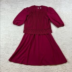 Vintage 70s Good Times maroon midi dress, size 8p